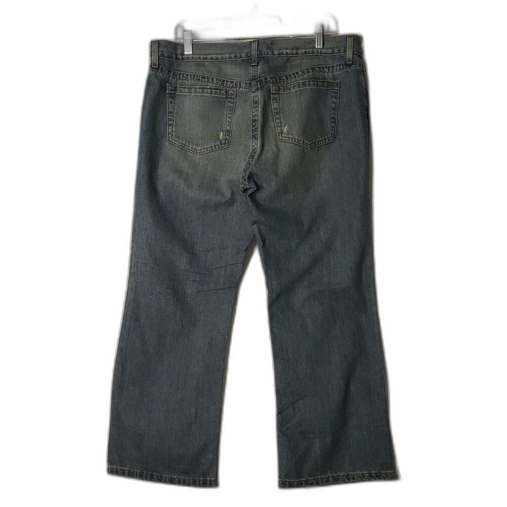 LONDON JEAN Distressed Straight Leg Cropped Length Denim Jeans Womens Size 14
